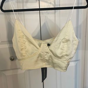 White satin cropped corset top, never worn!